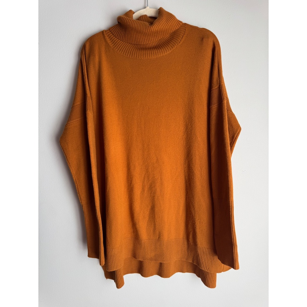 French Connection Burnt Orange Oversized Turtleneck Split Hem Sweater Large